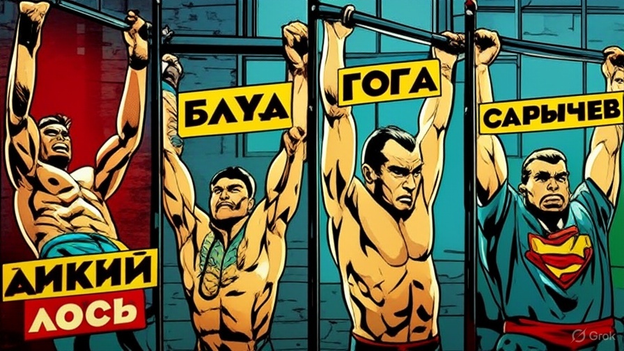 Дикий Лось, Гога, Виктор Блуд и Кирилл Сарычев зарубились на крутящемся турнике Дикий Лось, Гога, Виктор Блуд и Кирилл Сарычев зарубились на крутящемся турнике