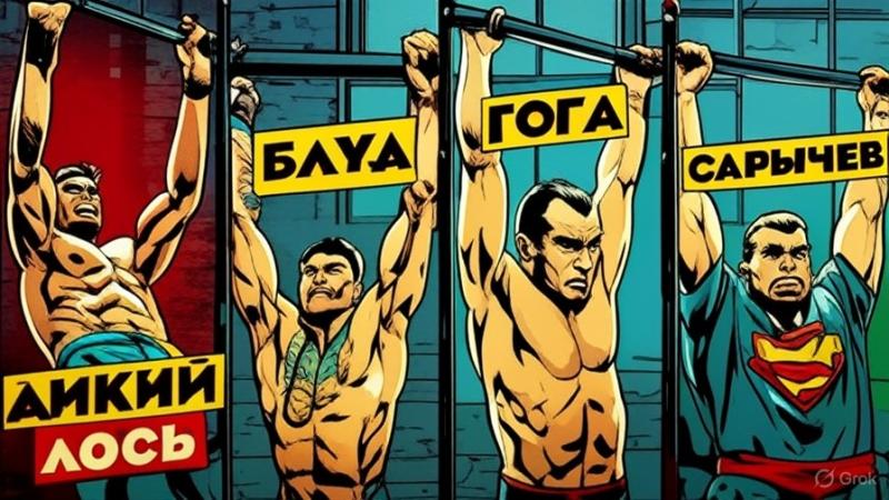 Дикий Лось, Гога, Виктор Блуд и Кирилл Сарычев зарубились на крутящемся турнике Дикий Лось, Гога, Виктор Блуд и Кирилл Сарычев зарубились на крутящемся турнике